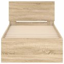 VidaXL Łóżko z wezgłowiem, bez materaca, dąb sonoma, 75x190 cm