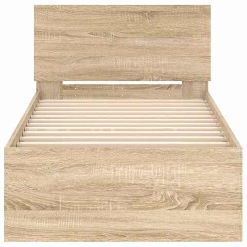 VidaXL Łóżko z wezgłowiem, bez materaca, dąb sonoma, 75x190 cm