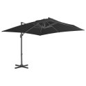 PARASOL WISZĄCY Z ALUMINIOWYM SŁUPKIEM 300X300CM ANTRACYTOWY