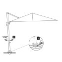 PARASOL WISZĄCY Z ALUMINIOWYM SŁUPKIEM 300X300CM ANTRACYTOWY