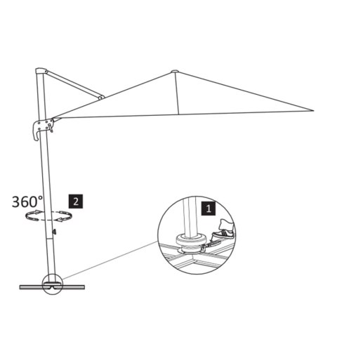 PARASOL WISZĄCY Z ALUMINIOWYM SŁUPKIEM 300X300CM ANTRACYTOWY