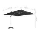 PARASOL WISZĄCY Z ALUMINIOWYM SŁUPKIEM 300X300CM ANTRACYTOWY