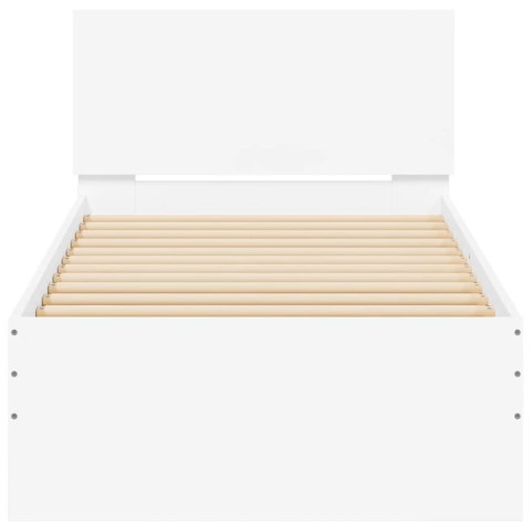 VidaXL Rama łóżka z wezgłowiem i LED, biała, 90x190 cm