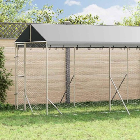 VidaXL Kojec dla psa, z dachem, srebrny, 2x10x2,5m, stal galwanizowana