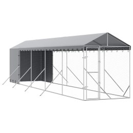 VidaXL Kojec dla psa, z dachem, srebrny, 2x10x2,5m, stal galwanizowana