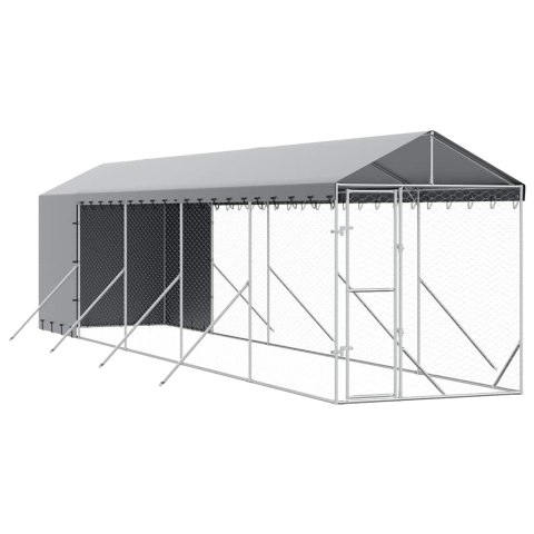 VidaXL Kojec dla psa, z dachem, srebrny, 2x10x2,5m, stal galwanizowana