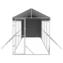 VidaXL Kojec dla psa, z dachem, srebrny, 2x10x2,5m, stal galwanizowana