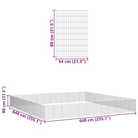VidaXL Kojec dla zwierząt, 48 paneli, 54x80 cm, galwanizowane żelazo
