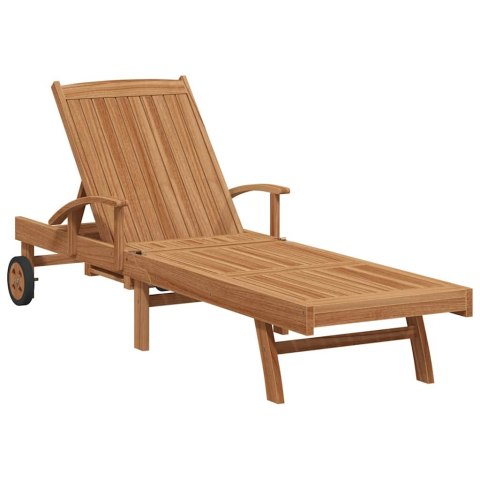 VidaXL Leżak z poduszką Brązowy 195 x 59 x 78,5 cm Lite drewno teakowe