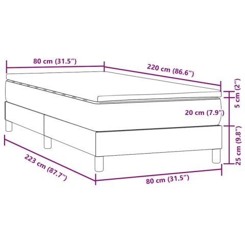 VidaXL Łóżko kontynentalne z materacem, ciemnoszary aksamit, 80x220 cm