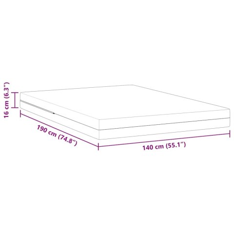 VidaXL Materac Biały 140 x 190 cm Tkanina żakardowa