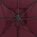 VidaXL Parasol wiszący z podwójną czaszą, 300x300 cm, bordowy