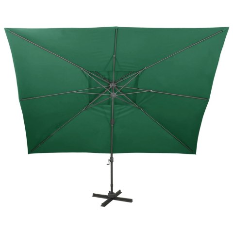 VidaXL Parasol wiszący z podwójną czaszą, 400x300 cm, zielony