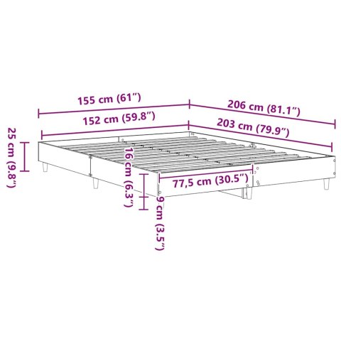 VidaXL Ramka łóżka 2 pcs Sonoma 152 x 203 cm Materiał drewnopochodny