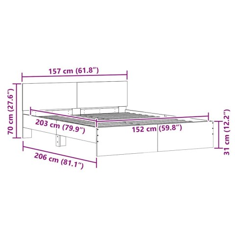 VidaXL Ramka łóżka Sonoma 152 x 203 cm Materiał drewnopochodny