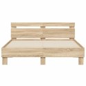 VidaXL Ramka łóżka z LED Sonoma 152 x 203 cm Materiał drewnopochodny