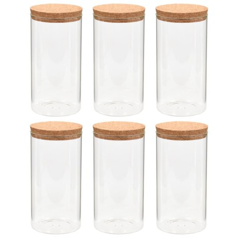 VidaXL Szklane słoje z korkową pokrywką, 6 szt., 1400 ml