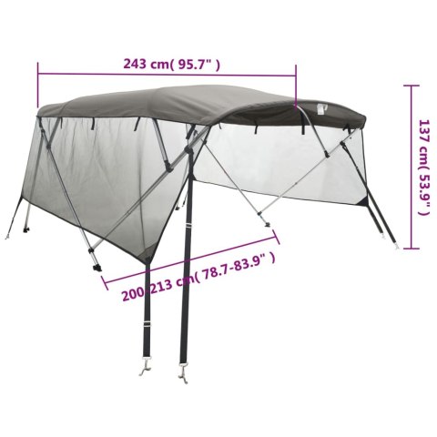 VidaXL Daszek bimini ze ściankami, 4 pałąki, 243x(200-213)x137 cm