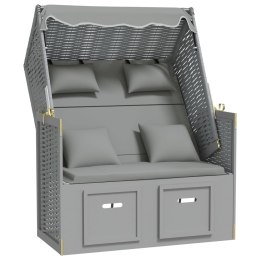VidaXL Kosz plażowy z poduszkami, rattan PE i lite drewno, szary