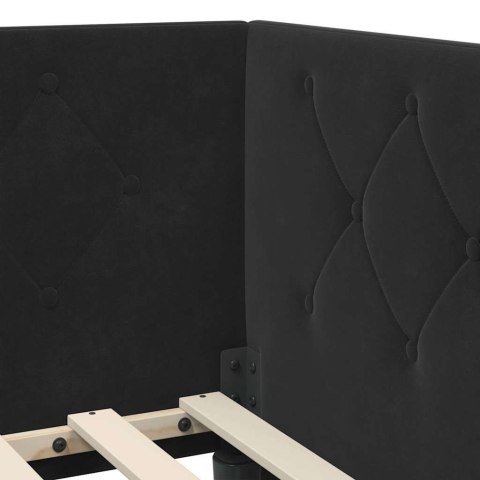 VidaXL Rama łóżka narożnego Czarny 90 x 190 cm Aksamit