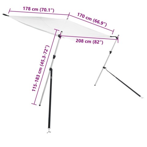 ROZBUDOWA ZADASZENIA ŁODZI T-TOP 170X208 CM BIAŁA PRZEDŁUŻENIE BIMINI 1 SZT