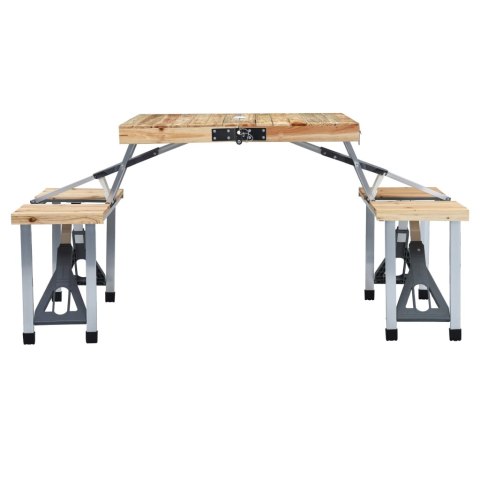 VidaXL Składany stolik turystyczny z 4 siedziskami, stal, aluminium