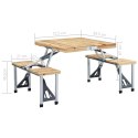 VidaXL Składany stolik turystyczny z 4 siedziskami, stal, aluminium