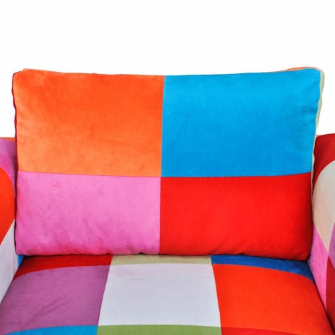 VidaXL Fotel w formie kostki z chromowaną podstawą, patchworkowy