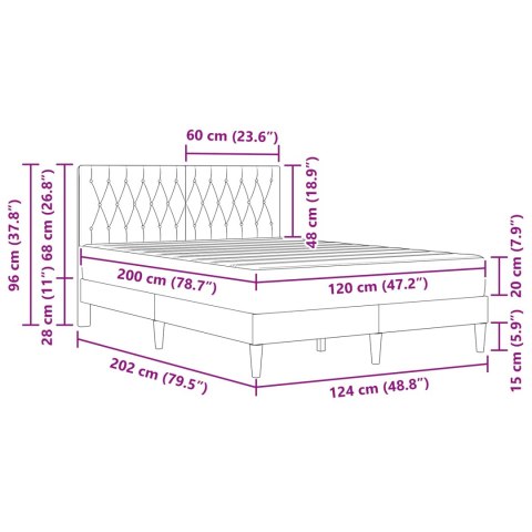 VidaXL Rama łóżka z materacem Jasnoszary 120 x 200 cm Aksamit