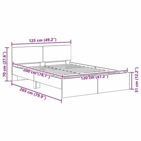 VidaXL Ramka łóżka Czarny Dąb 120 x 200 cm Materiał drewnopochodny