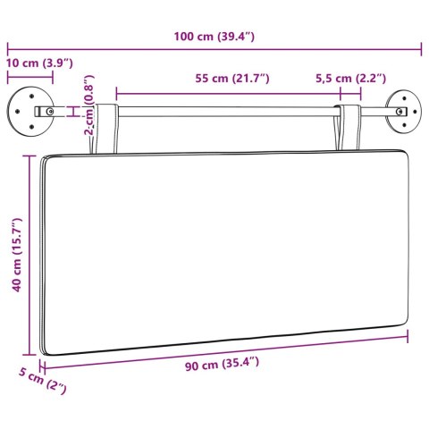 ZAGŁÓWEK WISZĄCY TKANINA SZTRUKSOWA PROSTOKĄTNY 100X55 CM