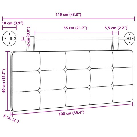 WISZĄCY ZAGŁÓWEK DO ŁÓŻKA TKANINA TAPICEROWANY 110X55X5 CM