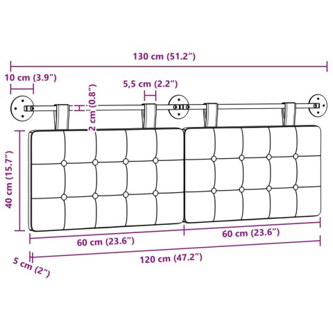 ZAGŁÓWEK WISZĄCY TAPICEROWANY ŚCIENNY 130 CM POLIESTER