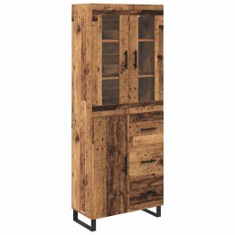 WYSOKA KOMODA DREWNO INŻYNIERYJNE I SZKŁO STARE DREWNO 69,5X34X180 CM