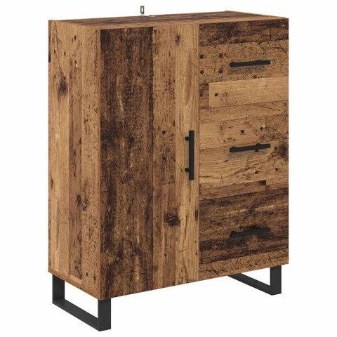 WYSOKA KOMODA DREWNO INŻYNIERYJNE I SZKŁO STARE DREWNO 69,5X34X180 CM