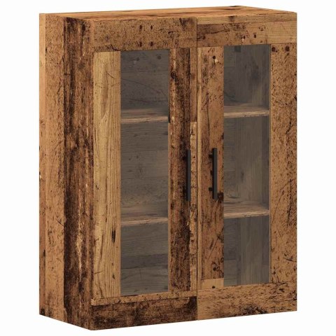 WYSOKA KOMODA DREWNO INŻYNIERYJNE I SZKŁO STARE DREWNO 69,5X34X180 CM