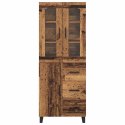 WYSOKA KOMODA DREWNO INŻYNIERYJNE I SZKŁO STARE DREWNO 69,5X34X180 CM