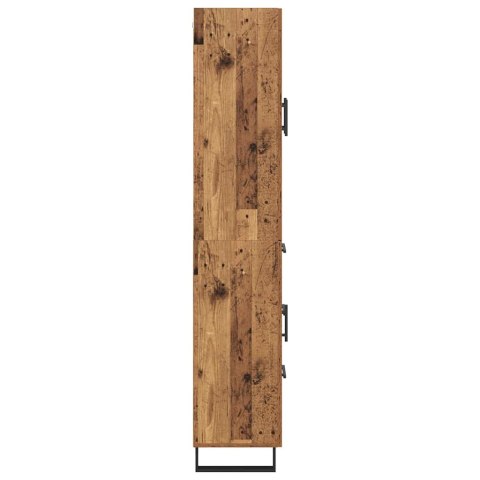 WYSOKA KOMODA DREWNO INŻYNIERYJNE I SZKŁO STARE DREWNO 69,5X34X180 CM