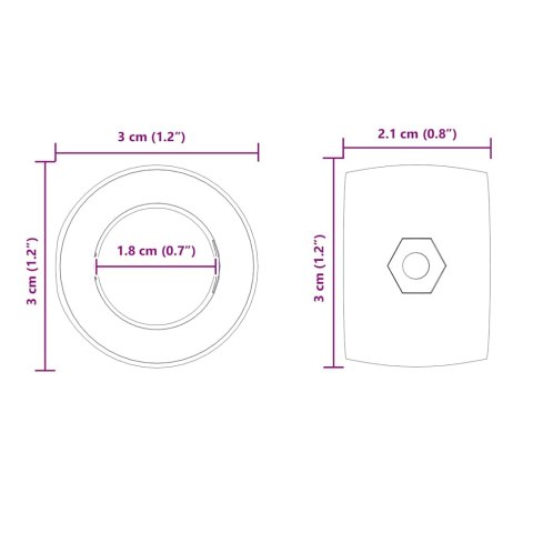 VidaXL Ośki do stołu do piłkarzyków 10 pcs Czarny 3 x 3 x 2,1 cm PP