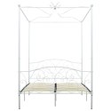 VidaXL Rama łóżka z baldachimem, biała, metalowa, 120 x 200 cm