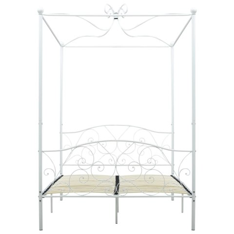 VidaXL Rama łóżka z baldachimem, biała, metalowa, 120 x 200 cm