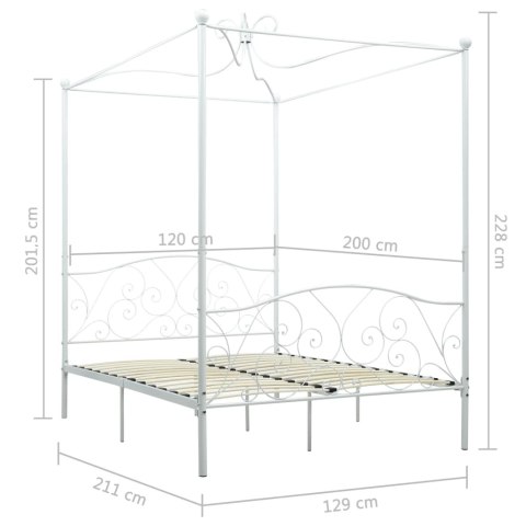 VidaXL Rama łóżka z baldachimem, biała, metalowa, 120 x 200 cm