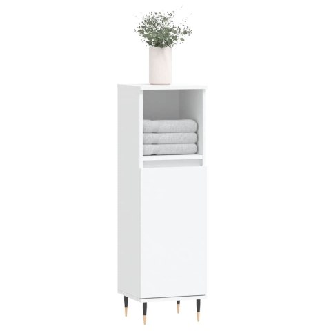 VidaXL Szafka łazienkowa, biała, 30x30x100 cm, materiał drewnopochodny