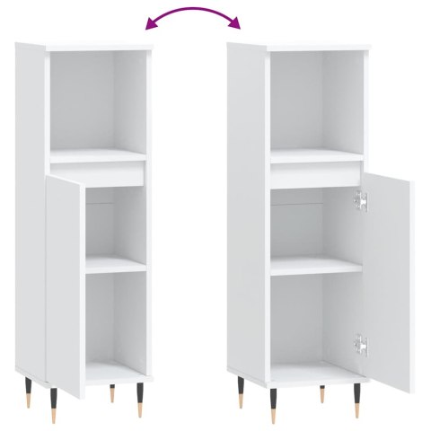 VidaXL Szafka łazienkowa, biała, 30x30x100 cm, materiał drewnopochodny