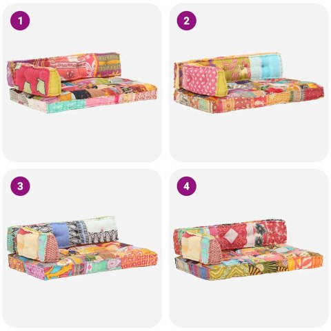 VidaXL Sofa z poduszek na paletę, tkanina, wielokolorowy patchwork