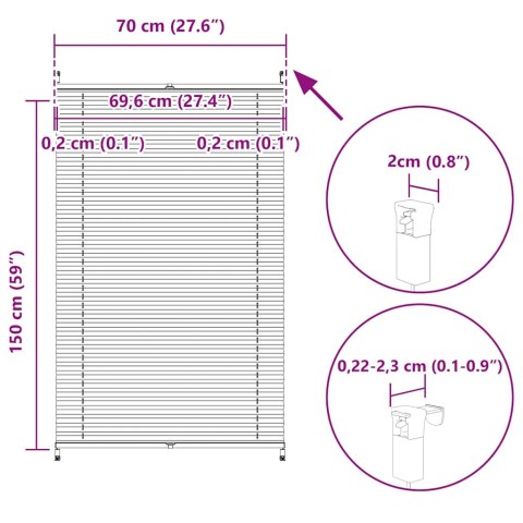 Roleta plisowana, kremowa (70x150 cm)