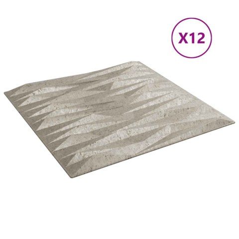 VidaXL Panele ścienne 12 pcs Beton kamienny 50 x 50 cm Pianka XPS