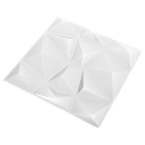 VidaXL Panele ścienne 12 pcs Biały diamentowy 50 x 50 cm Pianka XPS