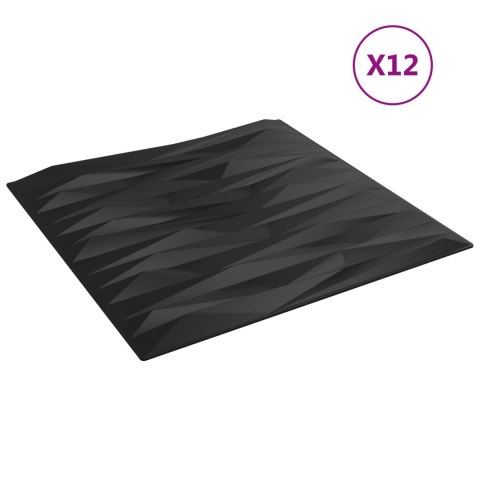 VidaXL Panele ścienne 12 pcs Czarny kamień 50 x 50 cm Pianka XPS