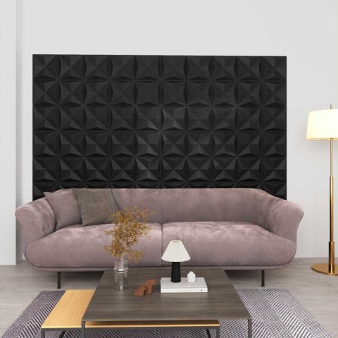 VidaXL Panele ścienne 12 pcs Origami czarne 50 x 50 cm Pianka XPS